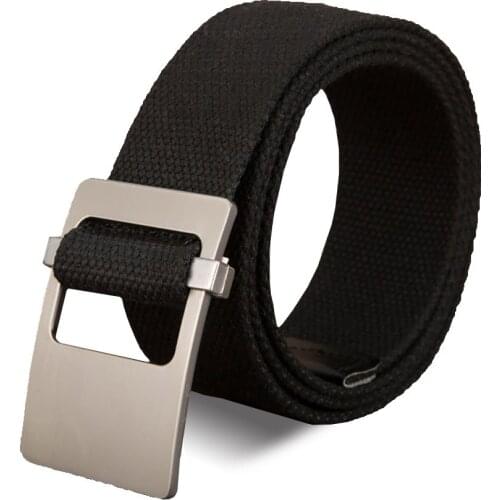 Canvas Belts Solid Adult Fashion Men Belt 110- 120cm Canvas Belt Man Automatic Buckle Knitted Belts