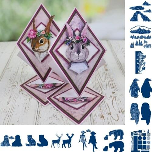 Christmas Bunny Adoption Animal Owl Flower Metal Cutting Dies Scrapbook Diary Decoration Stencil Embossing Template DIY Greeting