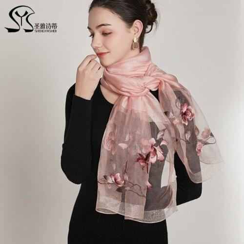 Silk Wool Winter Scarf Women Pashmina Lace Poncho Shawl 2020 Luxury Brand Women Shawls and Wraps Scarfs for Ladies