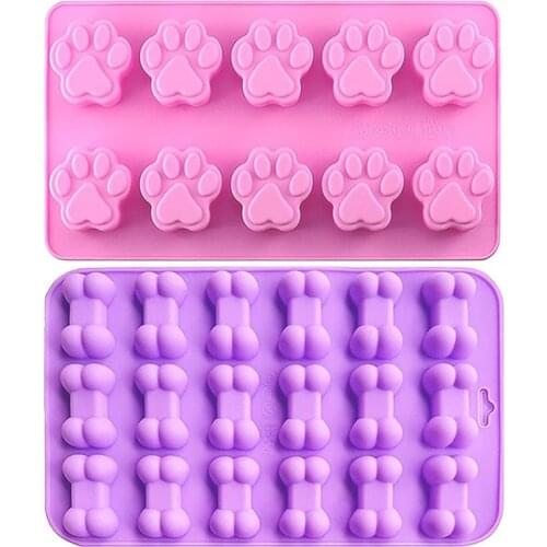 Cartoon Cat Claw Bear Paw Bone Silicone Mold Non-stick Ice Tray Mold Jelly Biscuit Chocolate Candy Cupcake Baking Mold