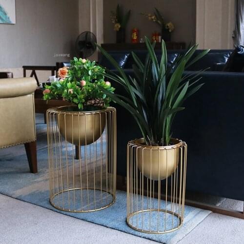 Nordic Wrought Iron Hallway Porch Floor-standing Flower Pot Rack Living Room Plant Stand Creative Balcony Plant Shelf Decoration
