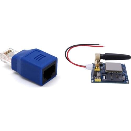 Connected Crossover Cable RJ45 M/F Adapter Male to Female with 1Pcs Sim900A V4.0 Wireless Data Transmission Module