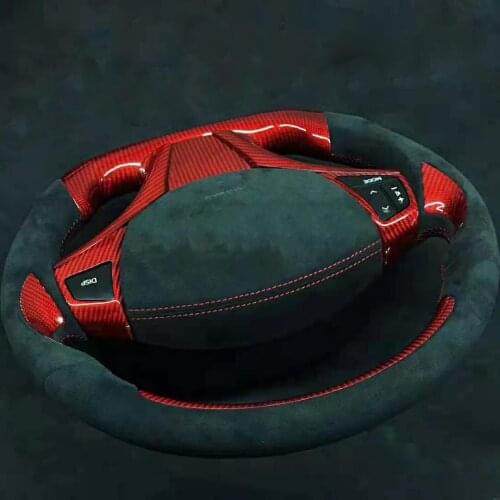 Racing Cuatomized Real Carbon Fiber Sports Steering Wheel Alcantara Leather compatible for Toyota Yaris L 2013-2021
