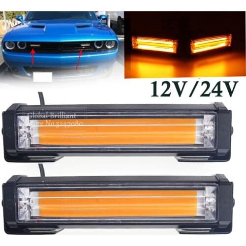 2pcs Car Front Grille Strobe Lightbar Fire Truck Emergency Flashing Warning Lights 12V 24V For Fire Truck Police Flash Light