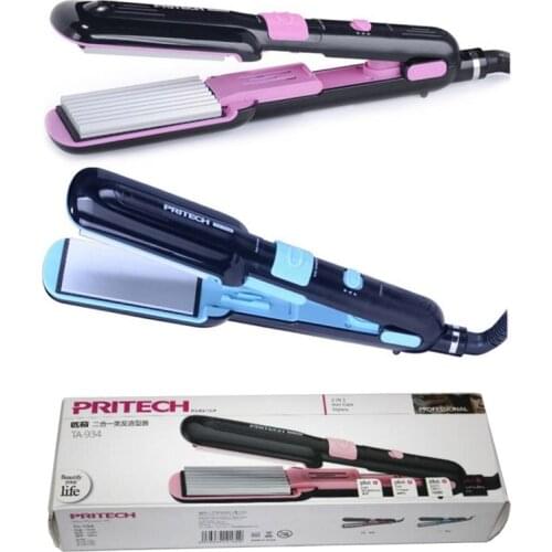 PRITECH TA-934 2in1 Hair Salon Ceramic Curling Styler Wave Straightener Curler Corn Wave Interchangeable Curling Irons Crimpers