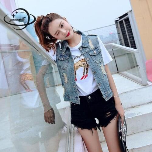 Женские джинсовые жилеты YAUAMDB China At AliExpress
