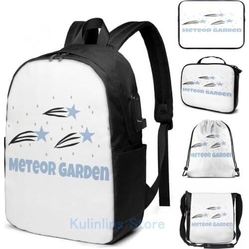 Funny Graphic print Meteor Garden Fanart USB Charge Backpack men School bags Women bag Travel laptop bag