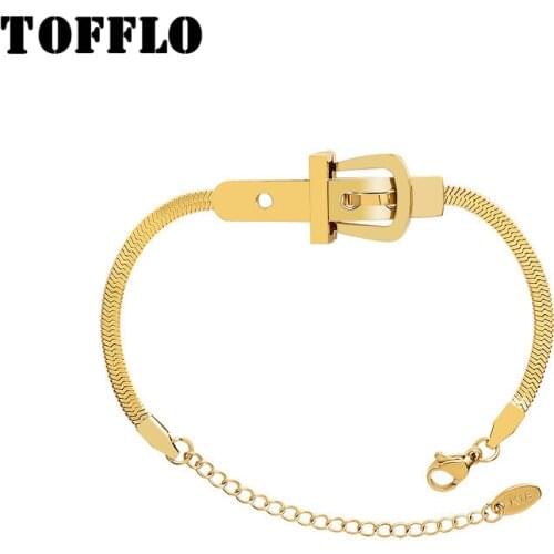 TOFFLO Stainless Steel Jewelry Blade Chain With Buckle Pendant Necklace Womens Fashion Clavicle Chain BSP906