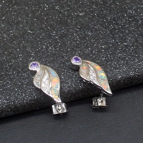 Hermosa Special Design White Opal Amethyst Genuine 925 Silver Stud Earrings Hot Sale Jewelry Gifts for Women Girls 20214221