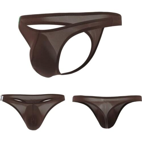 Sexy Men Thong Briefs Underwear Thong Ice Silk Thin Panties Men Lingerie Brief Male Underpants