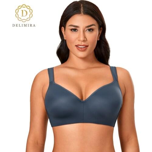 DELIMIRA Womens Contour Seamless Full Coverage Lightly Padded Underwire Support T-Shirt Balconette Bra