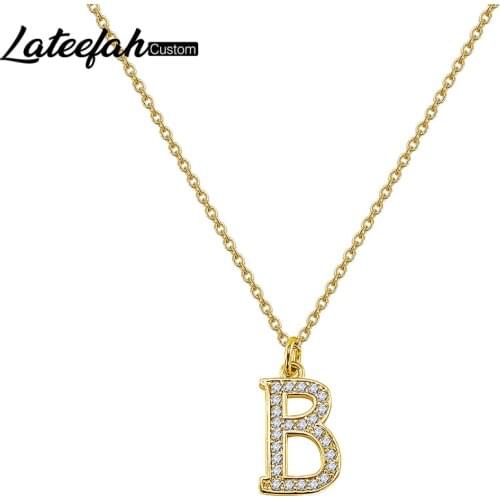 Lateefah New Customized Zirconia Initial Necklace Pendant Letter Necklaces Silver Jewelry Women White A-Z Alphabet For Gifts