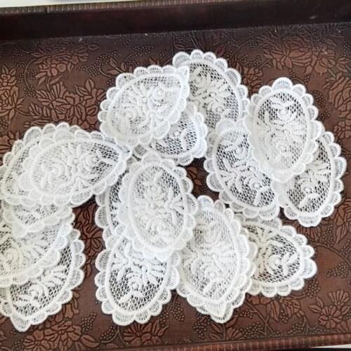 10Pcs/Lot White cotton organza embroidery fabric lace patch trim clothes wedding dress diy applique scrapbooking NL359