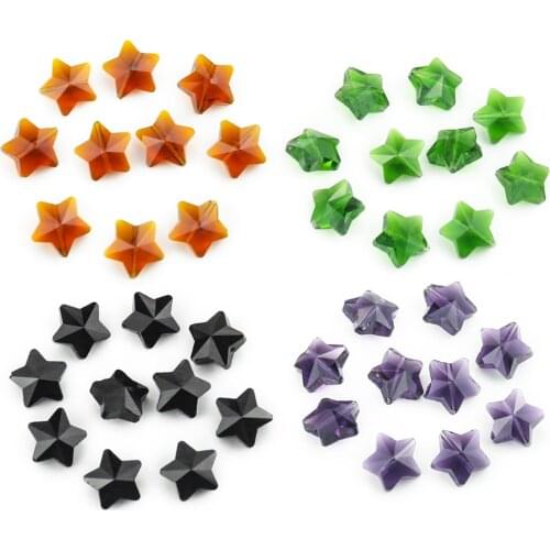 10PCS Charm Crystal Beads Pendant Five-pointed Star Glass Faceted Loose Spacer Beads for Jewelry Making DIY Bracelet Necklace