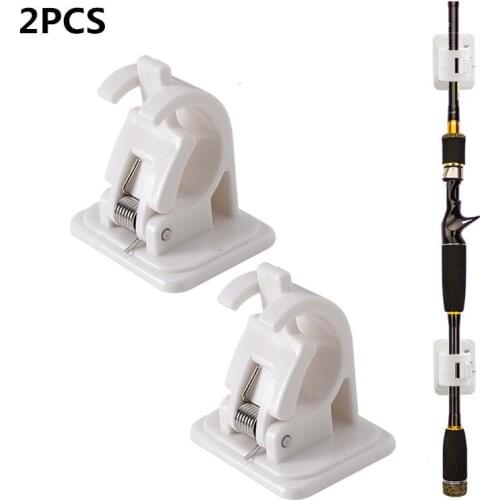 2pcs Wall Mounted Fishing Rod Racks Storage Clips Clamps Holder Rack Organizer For Walls Wooden Boards Ceramic Tiles Pesca Tools