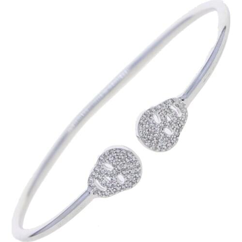 2021 High Quality Open Adjusted Fashion CZ Bangle Bracelet For Women Girl Iced Out Bling CZ Paved Skull Shaped Cuff Bangles