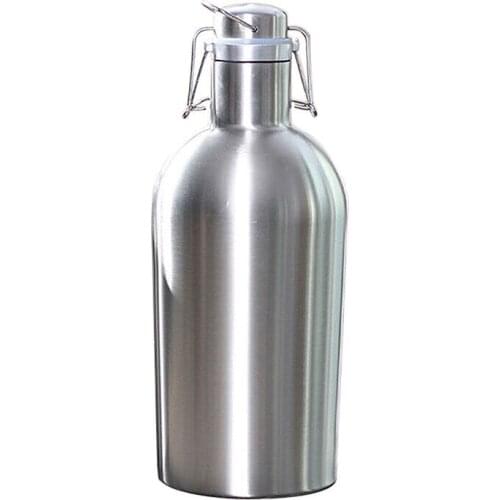 2L Stainless Steel Homebrew Beer Growler Secure Swing Top Lid Big Capacity Beer Bottles For Outdoor