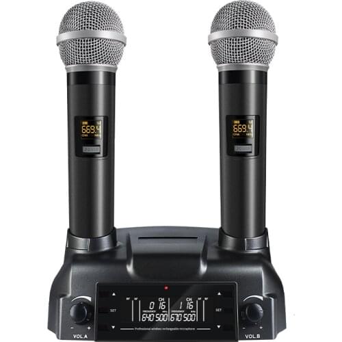 SAYI Charging Karaoke UHF Wireless Microphone Dynamic Handheld Mic Carrier System for Mobile Phone Desktop Laptop Class Speech