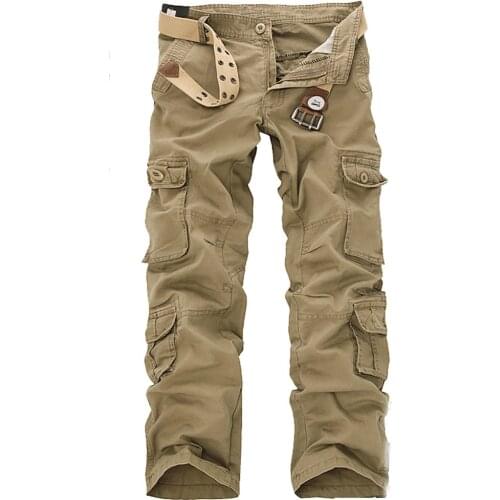 Large Size 40 42 44 New 2019 Men Fashion Military Style Multi Pocket Cargo Pants Casual Straight Long Baggy Overalls Trousers