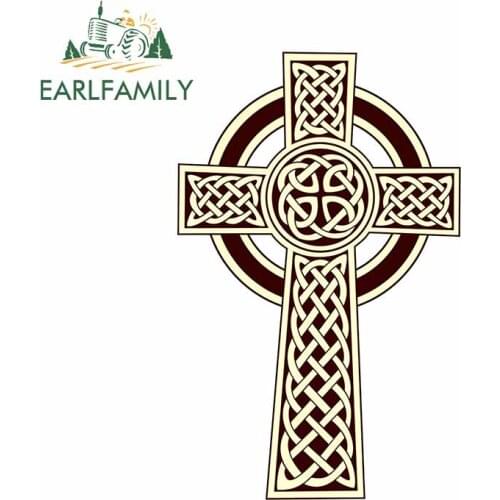 EARLFAMILY 13cm x 8.4cm for Sepia Celtic Cross Motorcycle Car Stickers Waterproof Bumper Surfboard Refrigerator Decal Decoration