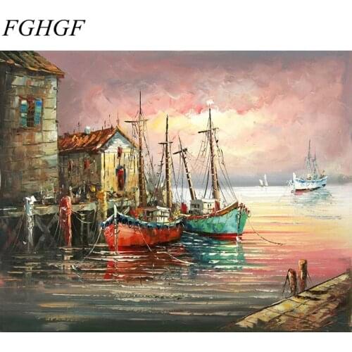 FGHGF Frameless Wall Art Pictures Painting By Numbers Hand Painted On Canvas Abstract Oil Painting Landscape Home