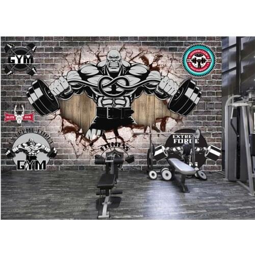 Custom photo wallpaper for walls 3d mural Modern Retro 3D wall brick muscle sports fitness club image wall background wall paper