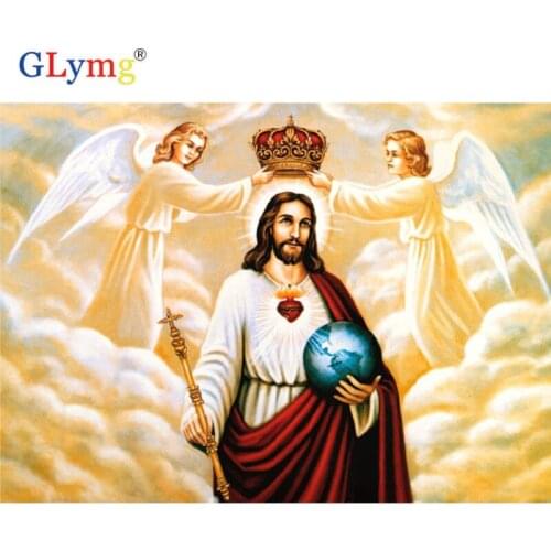 GLymg Full Square Jesus Angel 5d Diy Diamond Painting God Picture Diamond Embroidery Rhinestones Wall Sticker Home Decor