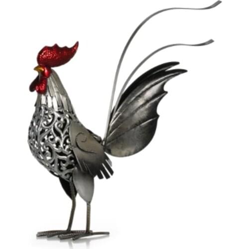 Rooster Statue Garden Decor, Metal Chicken For Kitchen Outdoor, Yard Art Metal Rooster Sculpture For Backyard Farm