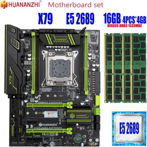 HUANANZHI X79 motherboard set with Xeon E5 2689 4x4GB=16GB 10600R 1333MHZ DDR3 ECC REG memory X79 motherboard set