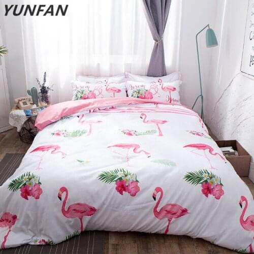 Flamingo ostrich Bedding Sets White pink 3pcs soft bedclothes duvet cover quilt cover pillow cases BeddingOutlet Modern fashion