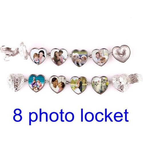 DIY Flash Memory 8 Photo Pendant Jewelry Antique Silver 4 Color Angel Wings Heart Locket Necklace Fashion Women Romantic Jewelry
