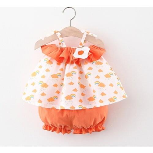 Summer 1 year babys birthday girls clothes sets suspender top + shorts two-piece suit for girls baby clothing Infant baby sets