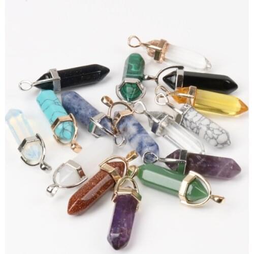 Moonstone pedra da lua Bullet Quartz Water Drop Pendants Healing Point Necklaces Crystal Natural Stone Women Jewelry 2Pcs