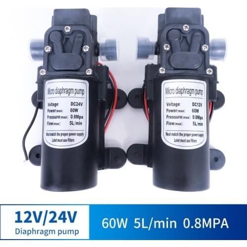 12V 24V 60W 5L / Min Miniature High Pressure Diaphragm Pump With Automatic Switch Reflux Type Multi-function DC Pump