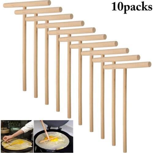 New T Shape Wooden Crepe Maker Pancake Batter Spreader Stick Home Kitchen Tool DIY Pancake Restaurant Canteen Specially Supplies