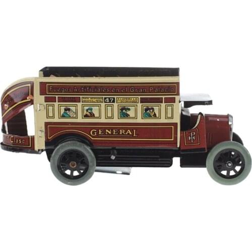 New Arrivals Tin Wind-up Double-decker General Omnibus Collectibles Tin Toy Classic Creative Gift for Kids Children Adults Toy