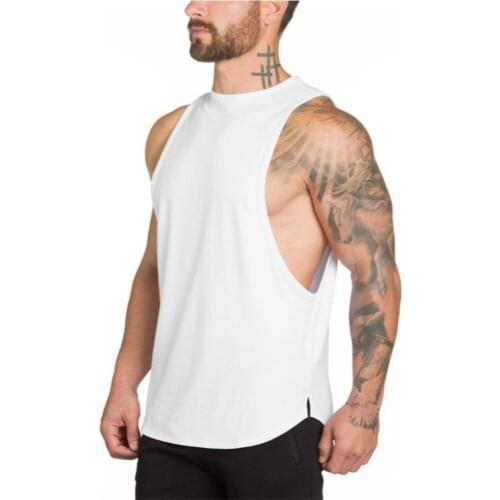 Plain Cotton Gym Clothing Bodybuilding Tank Top Men Fitness Singlets Sleeveless T Shirt Solid Muscle Vest Sports Undershirt