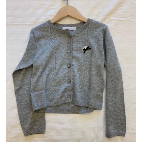 Autumn/winter knitted cardigan refined cartoon embroidery gray sweater high-quality childrens cardigan