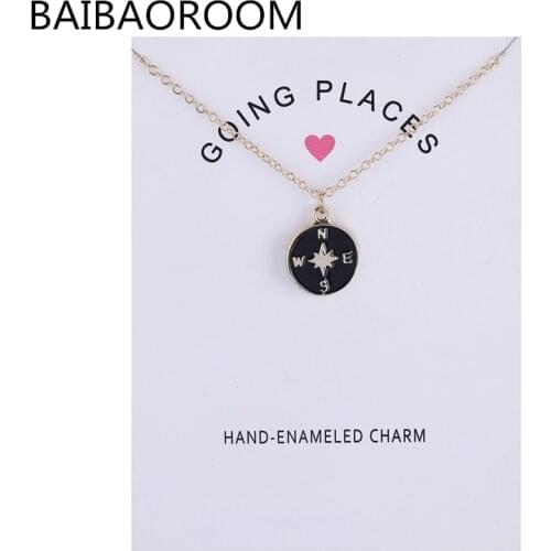 12pcs Fashion Jewelry Going Places Glaze Compass Necklace Pendant For Women