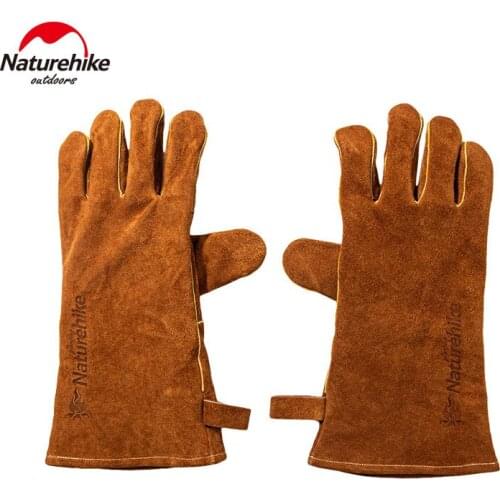 Naturehike Outdoor BBQ Flame Retardant Heat Insulation Glove Heat Cowhide Resistant Glove Oven Cooking Anti Scald Picnic