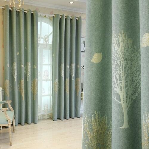 Nordic Simple Shade Bedroom Curtains for Living Room Bedroom French Window Imitation Cotton and Linen Thick Jacquard curtains
