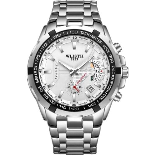 Dropshipping Mens Watch Luminous Multi-Function Waterproof Steel Band Quartz Watch