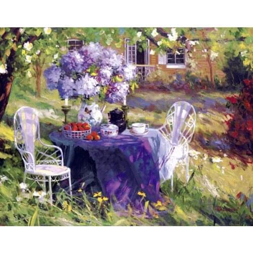 Garden painting scenery For Embroidery Needlework 14CT Counted Unprinted DIY Cross Stitch Kits Handmade Art Wall Decor