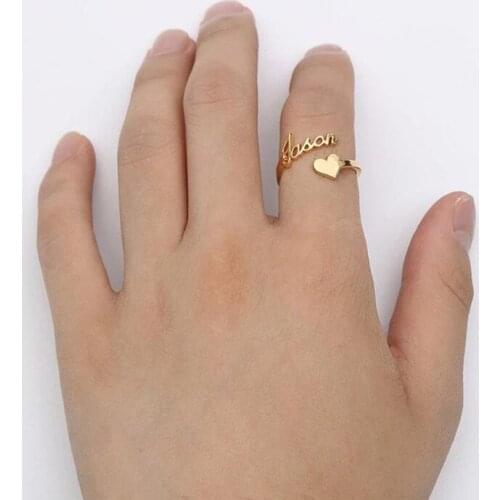 Trend Personalized Love Heart Name Ring For Women Letter Custom Couple Ring Stainless Steel Gold Silver Color Rings Jewelry Gift