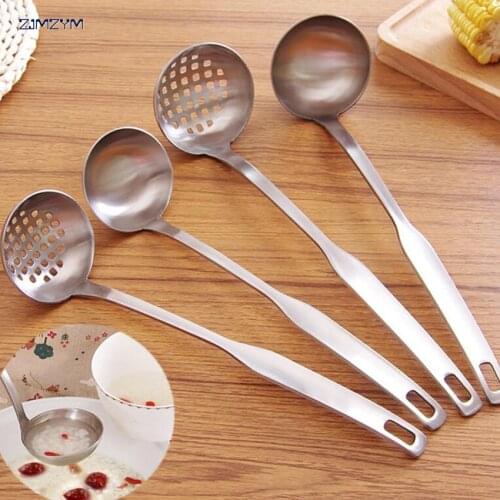 Stainless Steel Thickening Colander Filter Oil Spoon Handle Soup Hot Pot Spoon Kitchen Vegetable Strainer Cook Tool