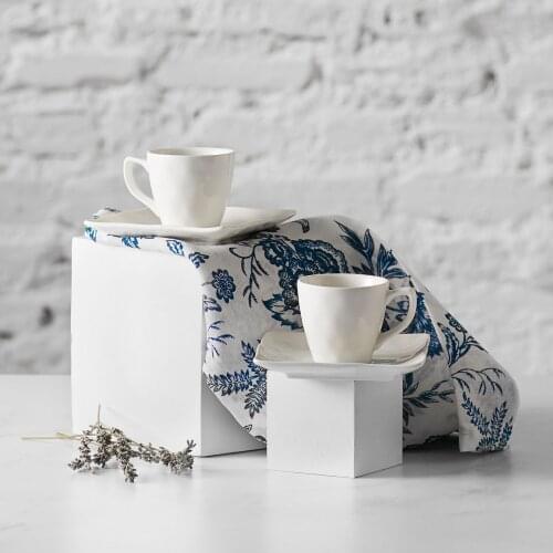 WONDERFUL MAGNIFICENT Karaca Carmita Kare Set of 2 Coffee Cups QUALITY FREE SHIPPING WITH BEVERAGES AND BEVERAGES