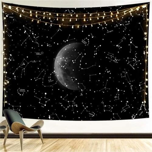 Magical Starry Sky Tapestry Wall Decor Hanging Background Moon Universe Printed Tapestry For Bed Room Living Room Gift