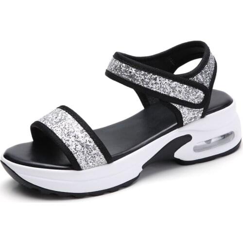 Womens Sandals Wedges Footwear Summer Platform Sandals Women Shoes Female Glitter Peep Toe Ladies Casual Sandals 2021 WSH3824