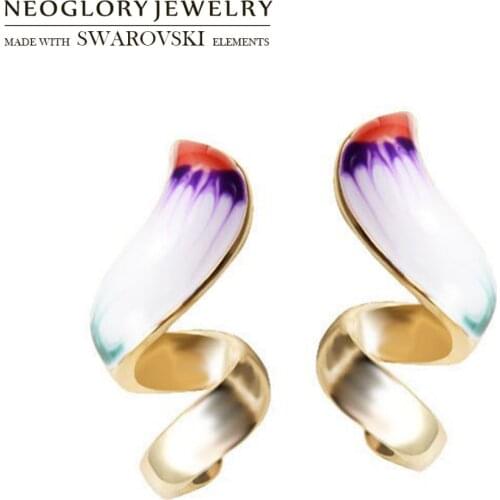 Neoglory Enamel Ethnic Colorful Geometric Charm Statement Earrings For Lady Sale Trendy India Design Jewelry Vintage Gift