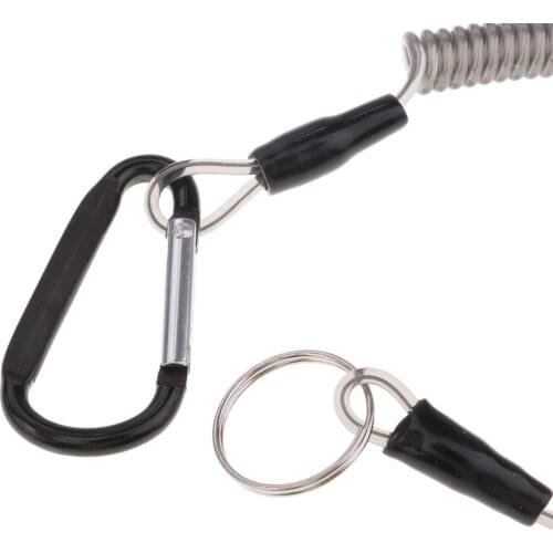 1.5m Safety Rope Steel Wire Retractable Fishing Coiled Lanyard Tether 59inch with Quick Release Buckle for Kayak Outdoor Fishing